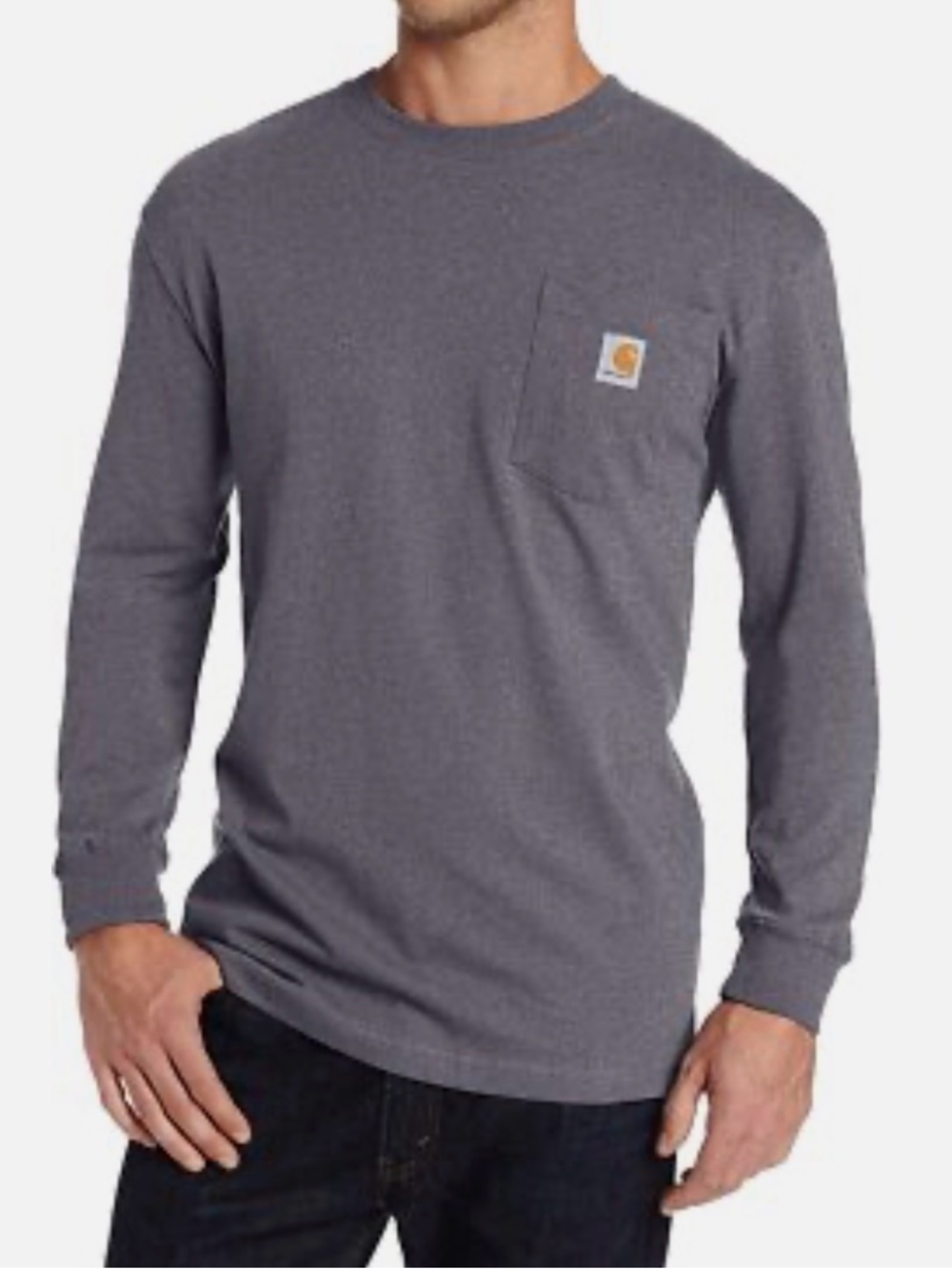 Carhartt Long Sleeve Shirt Mens Medium Charcoal Heather K126 Pocket Tee Workwear